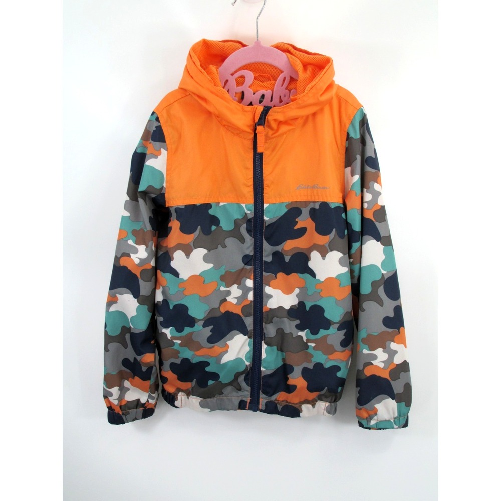Eddie Bauer Kids Windbreaker Jacket Multicolor Camo Hooded EU13OW513 Size 6